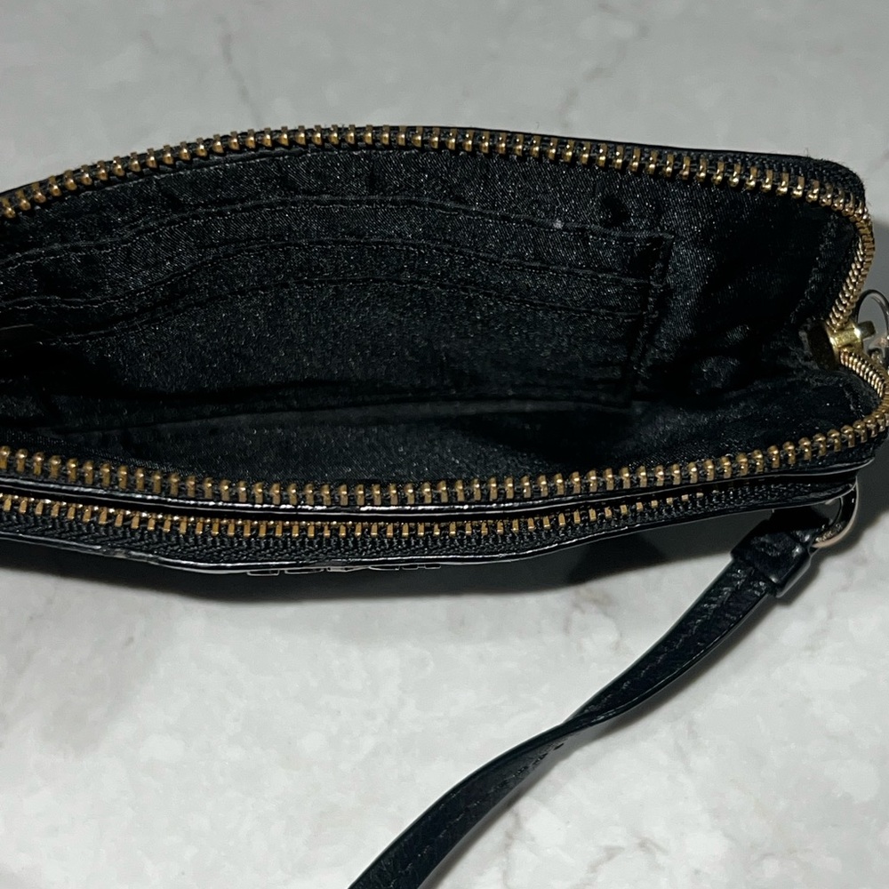Coach Black White Patterned Double Zip Wristlet - image 2